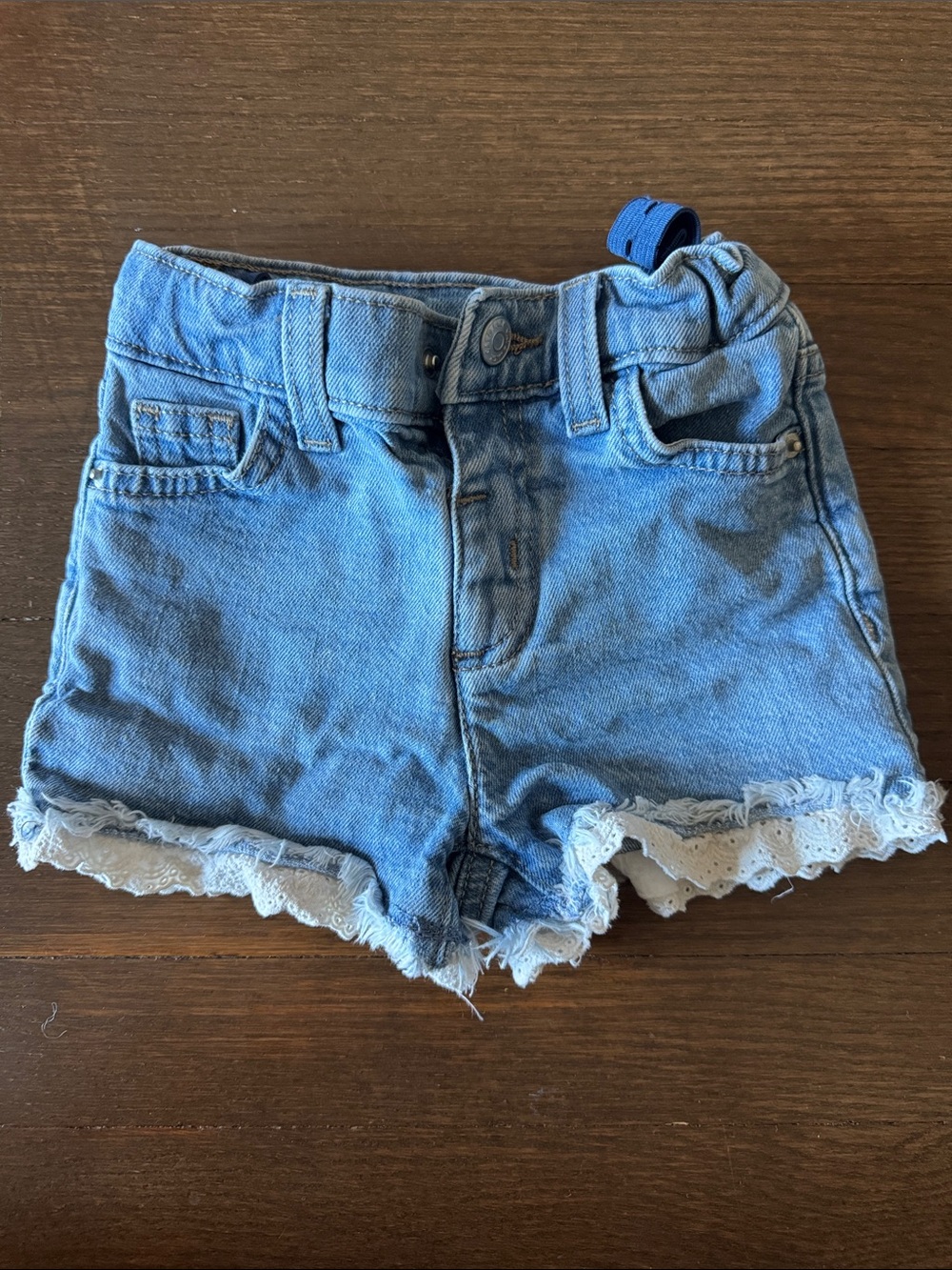 Cat & Jack Kids Light Blue Denim Shorts with Lace Trim